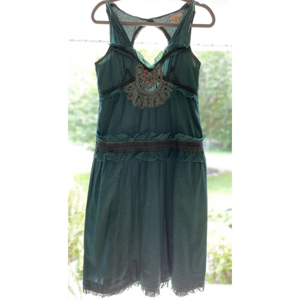 Lux Green Vintage Bohemian Tiered Boho Sun Dress  9